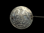 Victorian Mexico 8 Reales Silver Dollar Love Token Brooch with "EW" Etching