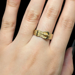 Vintage 9K Yellow Gold Intricate Filigree Style Belt Ring Size 7