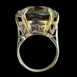 10K Yellow Gold & Faceted Oval Cut Smoky Quartz Cocktail Ring