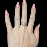 14K Yellow Gold Bezel Set Cultured Pearl & Diamond Ring Size 6