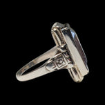 10K White Gold Art Deco Bezel Set Synthetic Spinel Ring Size 2 3/4