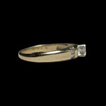 14K Yellow Gold 0.25 CT Diamond Solitaire Ring with Baguette Cut Shoulders Size 7 3/4