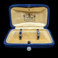 10K White Gold Sapphire & Diamond Bar Stud Earrings