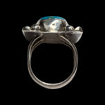 Navajo / Vintage Pawn Silver Square Sterling Silver & Turquoise Cabochon Ring Size 6