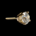 14K Yellow Gold Diamond Solitaire Stud Earrings 1.54 CT Total Weight Screw Backs