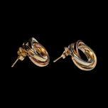 10K Tri Gold: Yellow, Rose & White Gold Circle Knot Stud Earrings