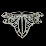 Sterling Silver Large Oversized Dragonfly Statement Brooch Art Nouveau Style