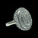 9K White Gold Diamond Round & Baguette Cut Cluster Cocktail Ring Size 6