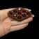 Antique Czech Filigree Brooch With Red Glass Crystals