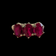 10K Gold Synthetic Ruby 3 Stone Ring Size 6.5
