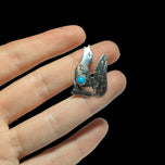 Gilbert Damon Sterling Silver & Turquoise Howling Wolf / Coyote Navajo Brooch