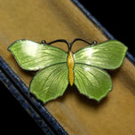 Sterling Silver Green Enamel Butterfly Brooch Signed HG