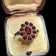 Antique .900 Silver Bohemian Garnet Flower Cluster Ring Size 8 1/4