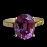 10K Yellow Gold Synthetic Purple Sapphire Ring Oval Cut