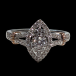 14K White and Rose Gold Marquise Style Diamond Halo 0.50CTTW Vera Wang Collection Ring 7