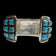 Verdy Jake Native American Navajo Natural Turquoise Mosaic Sterling Silver Cuff