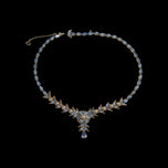 1950's Christian Dior by Mitchel Maer Demi-Parure Faux Sapphire / Pearl Necklace and Earrings Set