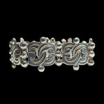 Sterling Silver Mexican Wave and Bead Panel Link Bracelet
