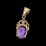 14K Yellow Gold Amethyst & Diamond Drop Pendant