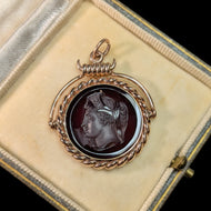 9K Rose Gold & Agate Roman Intaglio Watch Fob / Pendant Spinning Fob