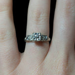 14K White Gold & Diamond Art Deco Scrollwork Ring Size 4 3/4