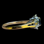 10K Yellow Gold Diamond & Sapphire Ring Size 7 1/4