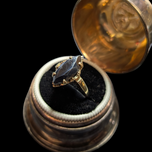 10K Yellow Gold & Marquise Cut Hematite Ring Size 5.5