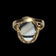 10K Yellow Gold Carved Blue Agate & Onyx Cat Cameo Ring Size 6 1/2