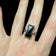 10K Yellow Gold Gothic Geometric Black Onyx Ring Size 5.5