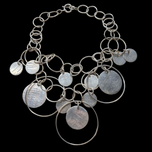 Sterling Silver Large Hammered Disc Statement Necklace
