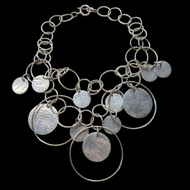 Sterling Silver Large Hammered Disc Statement Necklace