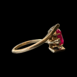 10K Yellow Gold Synthetic Ruby & White Topaz Ring Size 7.5