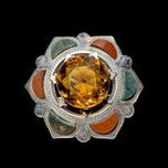Vintage Scottish Sterling Silver Glass & Agate Specimen Brooch