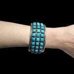 Verdy Jake Native American Navajo Natural Turquoise Mosaic Sterling Silver Cuff