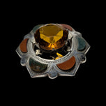 Vintage Scottish Sterling Silver Glass & Agate Specimen Brooch