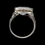 10K White Gold Art Deco Bezel Set Synthetic Spinel Ring Size 2 3/4