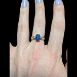 10K White Gold Synthetic Star Sapphire & Diamond Ring Size 5.5