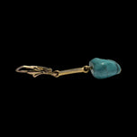 10K Yellow Gold Raw Turquoise Nugget Lever Back Drop Earrings