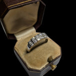 14K White & Yellow Gold Double Row Tension / Bar Set Diamond Band Size 6 1/2