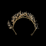 Antique .800 Silver Gold Foiled Wedding Tiara Head Piece and Brooch Set: Late 1800s German Silver Design