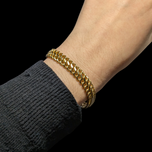 10K Yellow Gold Double Curb Link Italy Chain Bracelet