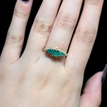 14K Yellow Gold, Emerald and Diamond Estate Ring Size 7