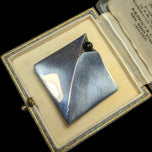 Vintage Modernist Sterling Silver Abstract Brooch with Black Onyx Signed