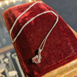 10K White Gold Pink Sapphire and Diamond 18" Necklace