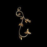 Edwardian 10K Yellow Gold & Seed Pearl Twisting Leaf Vine Lavalier Pendant