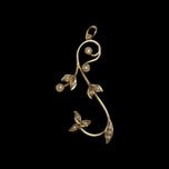 Edwardian 10K Yellow Gold & Seed Pearl Twisting Leaf Vine Lavalier Pendant