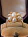 14K Yellow Gold, Pearl and Diamond Cluster Ring