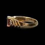 14K Yellow Gold Oval Cut Pink Tourmaline & Diamond Ring Size 7 3/4