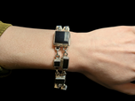 Sterling Silver Black Onyx Panel Link / Gate Bracelet