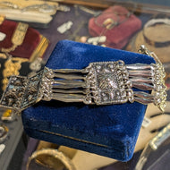 Sterling Silver Mexico Wide Panel Link Bracelet Taxco